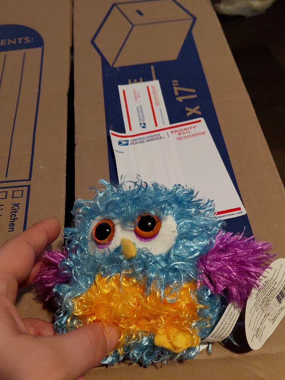 GANZ Colorful Plush Bird Toy - Blue, Purple & Yellow